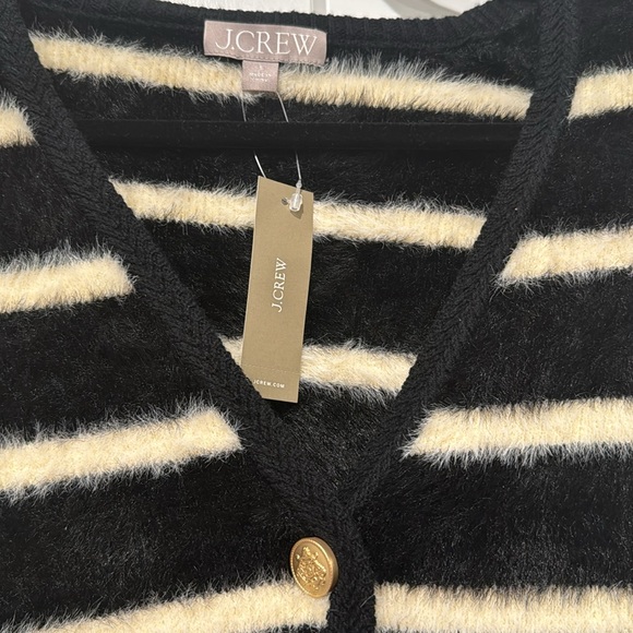 Jcrew fuzzy white and black cardigan - Picture 2 of 2